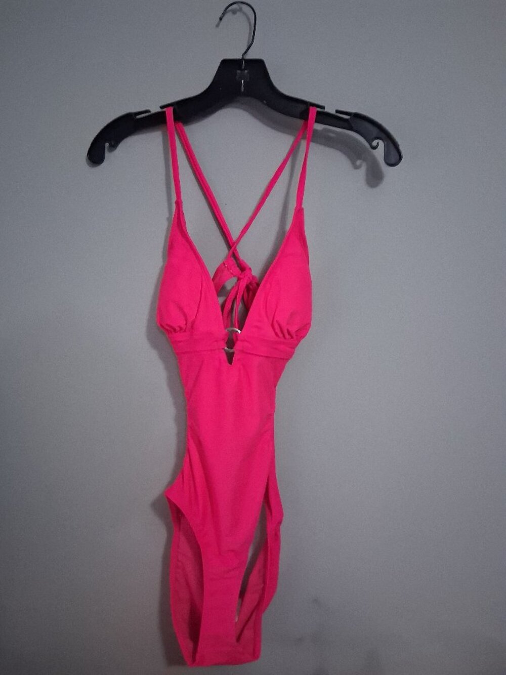 An Ocean Pacific (OP) Women's Hot Pink Cutout Monokini/One-Piece Swimsuit